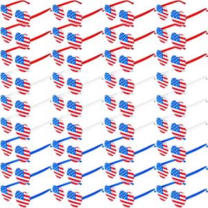 XIMenNaO 36 Pack 4th of July Heart Sunglasses, American Flag Patriotic Sunglasses Red White Blue Glasses for Women Men, USA Independence Day Party Favor Accessories