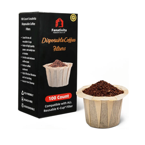 100 Count Fanativita K Cup Coffee Filters Disposable for Keurig Single Cup, Compatible with All Reusable K Cups (Unbleached)