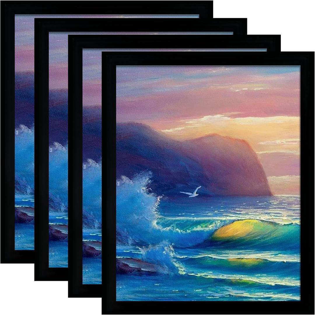 SESEAT 18x24 Frame, Wall Gallery Poster Picture Frame, Black, Pack of 4