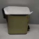 mDesign 1.3 Gallon Rectangular Slim Metal Trash Can w/ Foot Pedal, Easy-Close Lid, Narrow Wastebasket, Garbage Container Bin - Bathroom, Bedroom, Kitchen, Home Office, Removable Liner- Soft Brass