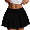 Milumia Women's Pleated High Waisted Mini Skirt Flared Skater Skirts (Small, Black)