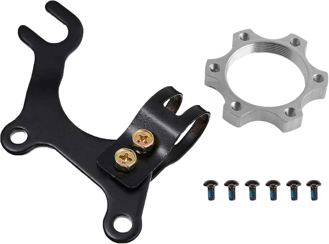 Disc Brake Conversion Kit, 1Pcs Disc Brake Adapter Bracket Fitting Frame Mount Cycling Holder,1 pcs Alu-Alloy Threaded Hubs Disk Adapter for Bike Brake Rotor with 6 pcs T25 Bolts Screws