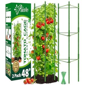 Riare 2 Pack 4 FT Tomato Cages for Garden- 48inches Heavy Duty Garden Stakes, Adjustable Tall Tomato Plant Support Tomato Trellis Cage for Pots, Raised Garden Bed, Climbing Vegetables Plants Flowers