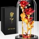 Mothers Day Glass Rose Gifts for Mom Women, Rose Flower Birthday Gifts for Women Mom Wife Girlfriend, Light Up Rose in A Glass Dome, Rose Gifts for Valentines, Mothers Day, Womens Day (Red)