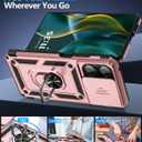 Taisairu for Motorola Moto G 2025/G 2026/G Play 2026 Case with Screen Protector & Slide Camera Lens Cover, Built-in Ring Stand Case for Moto G 2026/G 2025/G Play 2026 (Rose Gold)