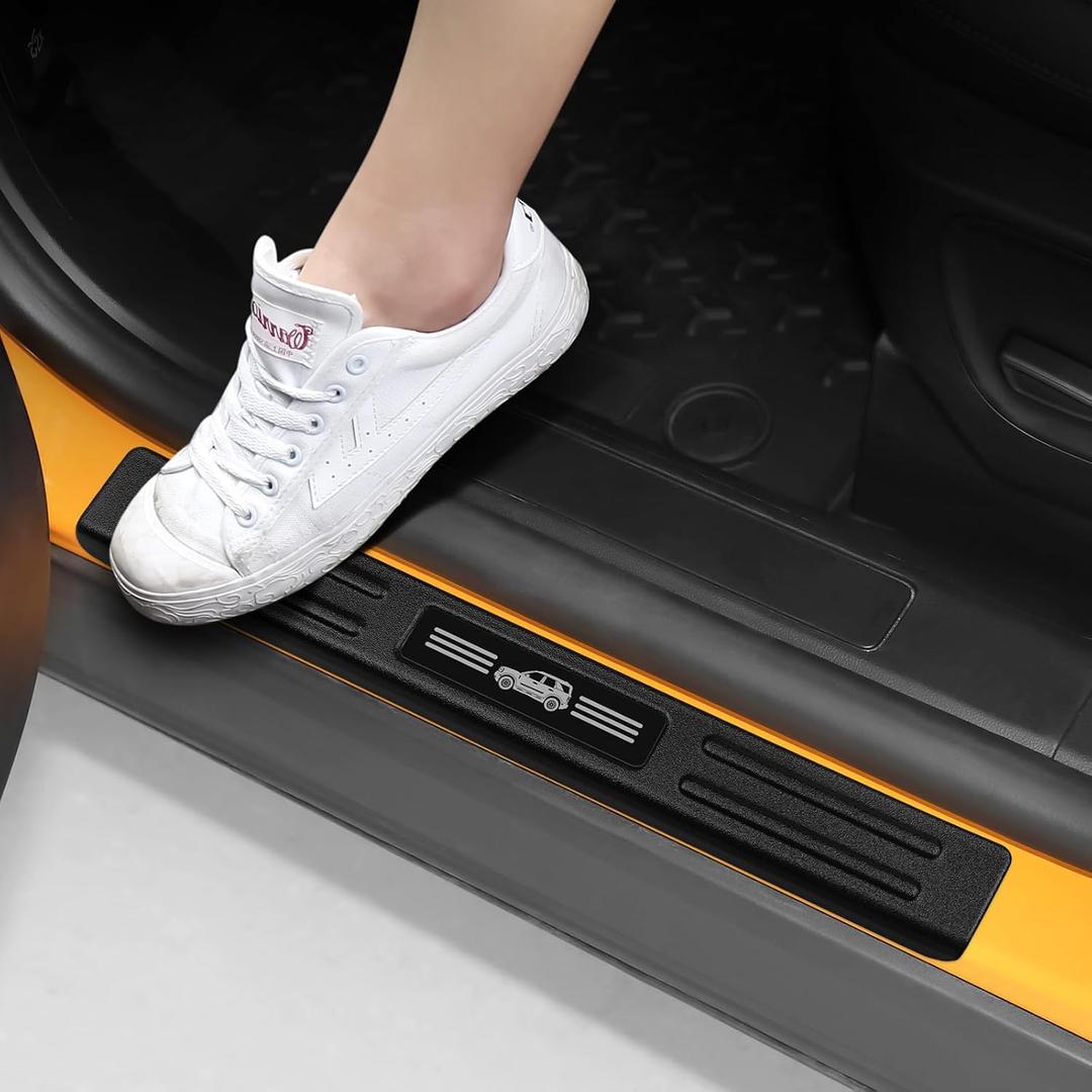 Hellet 4PCS Car Door Sill Protector for Ford 2021-2025 2026 Bronco Sport Accessories Matte Black ABS Plastic Material Full Coverage Door Entry Guards