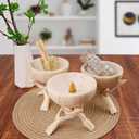 Natural Marble Incense Holder, Palo Santo and Sage Burner, Handmade Incense Burner for Smudging, Incense Burning, and Home Decoration (Cream)