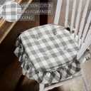 VHC Brands Farmhouse Country Annie Buffalo Check Grey Ruffled Chair Pad with Fabric Ties 16.5x18, 1 Pack