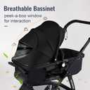 Baby Stroller, 2-in-1 Reversible Toddler Seat with Lie-Flat Mode, Foldable Infant Stroller with Canopy, One Button Brake, Adjustable Handle, Newborn Pushchair (Black B)