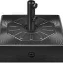 FRUITEAM 125lbs Fillable-Patio-Umbrella-Base Heavy-Duty, Reversible & Square Market Table Umbrella Stand for Pool, Deck, Outdoor with 2 Knobs, Double-Side Pattern, Black