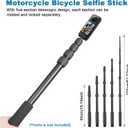 Motorcycle Mount Kit Compatible with Insta 360 X4 X5, Bike Handlebar Clamp Mounts for Gopro, 59" Invisible Selfie Stick with Double Clamp for Action Camera, Motorcycle Bicycle Riding Records