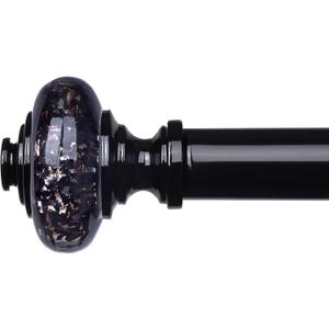 Black Crystal Curtain Rods for Windows 72 to 144 Inch, Decorative Vintage 1'' Diameter Long Curtain Rod with Black Foil Finial, Adjustable Heavy Duty Easy Install Drapery Pole Set for Farmhouse