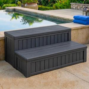 DIMAR GARDEN Hot Tub Steps with Storage Outdoor Above Ground Pool Steps, 25.5"W x 13.8"H