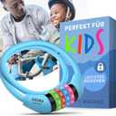 Bchel Bike Locks Cable for Kids - Colorful & Keyless - Secure Your Child's Bike - Easy-to-Use Bicycle Accessory, High Security 5 Digit Resettable Combination Coiling Bicycle Lock, Anti Theft (65cm - ohne Halterung, Blue)