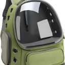 Cat Bubble Backpack,Breathable Cat Backpack Carrier Large Space Pet Travel Carrier for Kitty Small Dogs up to 15lbs,Transparent Cat Carrier for Hiking Camping Outdoor Travel (Green)