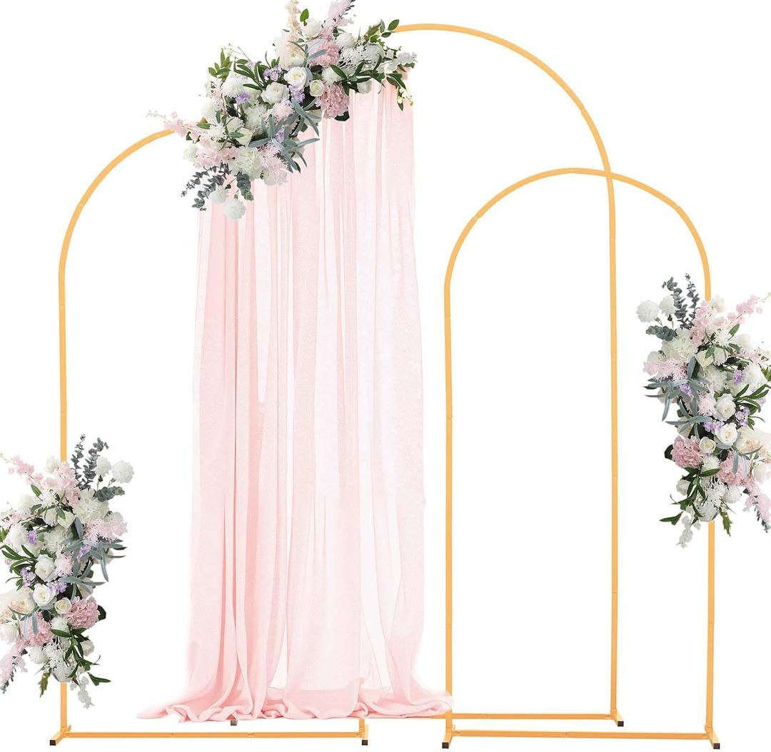 VEVOR Arch Backdrop Stand, Set of 3, 7.2/6.6/6 ft, Stable Structure, Easy Assembly, Gold Metal Arch Backdrop Stand for Wedding, Birthday Party, Graduation, Holiday Celebration, and Ceremony Decoration
