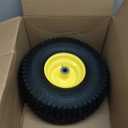 1PCS 15x6.00-6 Lawn Mower Tires, 4 Ply Tubeless 15x6-6 Front Tire Assembly Replacement for Craftsman/John Deere/Cub Cadet Riding Mowers,570lbs Capacity,3" Offset Hub,3/4" Bushing