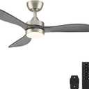 VONLUCE Ceiling Fans with Lights, 42 Inch Ceiling Fan and Remote, 6-Speeds Noiseless Reversible DC Motor, 3CCT, Wood Ceiling Fan for Outdoor Indoor Farmhouse Patios, Nickel