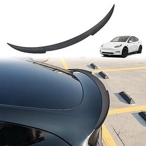 AOSKonology for Tesla Model Y Rear Spoiler Wings ABS for 2020-2023 Tesla Model Y Rear Trunk Spoiler Lip Tail Wing Rear Trunk Lid (V2 Duckbill Spoiler, Matt Carbon Fiber)