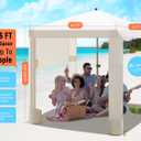 Decofy Beach Cabana, 6.2' x 6' Portable Canopy with Side Wall, 4 Adjustable Height, UPF 50+ UV Protection, Easy to Set Up Tent, Waterproof Beach Shelter for Outdoor Patio Eateries Pools Cafes Picnic