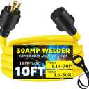 Tellegloww NEMA L14-30P to L6-30R Generator to Welder Adapter 10FT, 30 Amp 4 Prong Male to 3 Prong Female Adapter Generator Welder EV Charger Power Cord, 10 AWG STW, ETL Listed