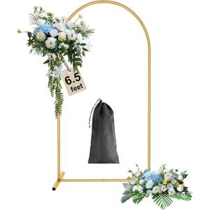 Wingedbird 6.5ft Gold Door Arch Frame Metal Wedding Flower Arch Balloon Backdrop Stand with Storage Bag, Easy to Assemble for Bridal & Baby Showers, Ceremony, and Birthday Party Decoration