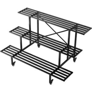 Zhongma 3 Tier Sturdy Metal Plant Stand with Wheels, L45.67 x W26 x H26 inch, Heavy Duty Plant Holder for Home Indoor and Outdoor, 660 LBS Capacity & Heavy Duty Construction