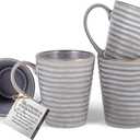Cottage Garden EMUGTS-4PK-08 Have Faith Slate Grey Ribbed Ceramic Modern Chic Ribbed Coffee Cup Mug Boxed Set of 4