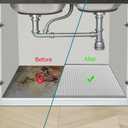 Under Sink Mat 25 x 22 for Kitchen Waterproof, Silicone Under Kitchen Sink Liner Mat, Easy to Clean Bathroom Cabinet Mat Organizers and Storage, Light Grey