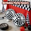 2 Pack 20-Inch Diameter Race Car Themed Beach Balls - Large Inflatable Black and White Checkered Beach Balls for Birthday Party Decorations, Summer Pool and Beach Game, and Bulk Party Favors