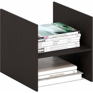 Furinno Cubicle Cube Insert, H-Shelf Cube Organizer, 2-Tier Shelf Accessory, Fits into Furinno Triple Thick Cubes, IKEA Kallax, for Organizers and Storage, Black Dark Oak