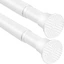 2 Pack White Spring Tension Curtain Rods 24-48 Inches, 0.7" Diameter, Spring Loaded Curtain Rods No Drilling, Adjustable Tension Rod for Windows Bedroom Bathroom Kitchen Doorway Closet