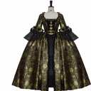 CosplayDiy Women's Queen Marie Antoinette Rococo Ball Gown Gothic Victorian Dress Costume Gold Black (Black, M)
