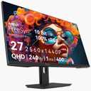 27 Inch 2K 240Hz QHD 2560x1440P Gaming Monitor, 1ms, 400cd/m, 100% sRGB PC Screen, AMD FreeSync Premium Pro Compatible, 2X DispalyPort 1.4 & HDMI 2.0, Dual Built-in Speakers, VESA Supports, Black