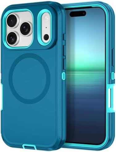 I-HONVA for iPhone 17 Pro Case [Compatible with MagSafe] Shockproof 3-Layer Full Body Protection [Without Screen Protector] Rugged Heavy Duty Cover Case for Apple iPhone 17 Pro 6.3" 2025, Turquoise