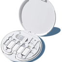 evron USB Adapter Multi Charging Cable Case 2pc Set, Micro USB Cable Gadgets Box with Phone Kickstand, USB C to Micro USB, Type C to iOS Device,Data Transfer,SIM Card Pin (White(Disc+Mirror))