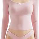 OMKAGI Womens Lounge Set Lace Square Neck Long Sleeve Tops Wide Leg Pants 2 Piece Outfits (Pink, XL)