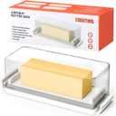 Airtight Butter Dish with Lid for Countertop and Refrigerator Door Shelf, Butter Keeper with Safety Lock, Butter Holder for East/West Coast Butter, One Press to Close, BPA Free, Dishwasher Safe