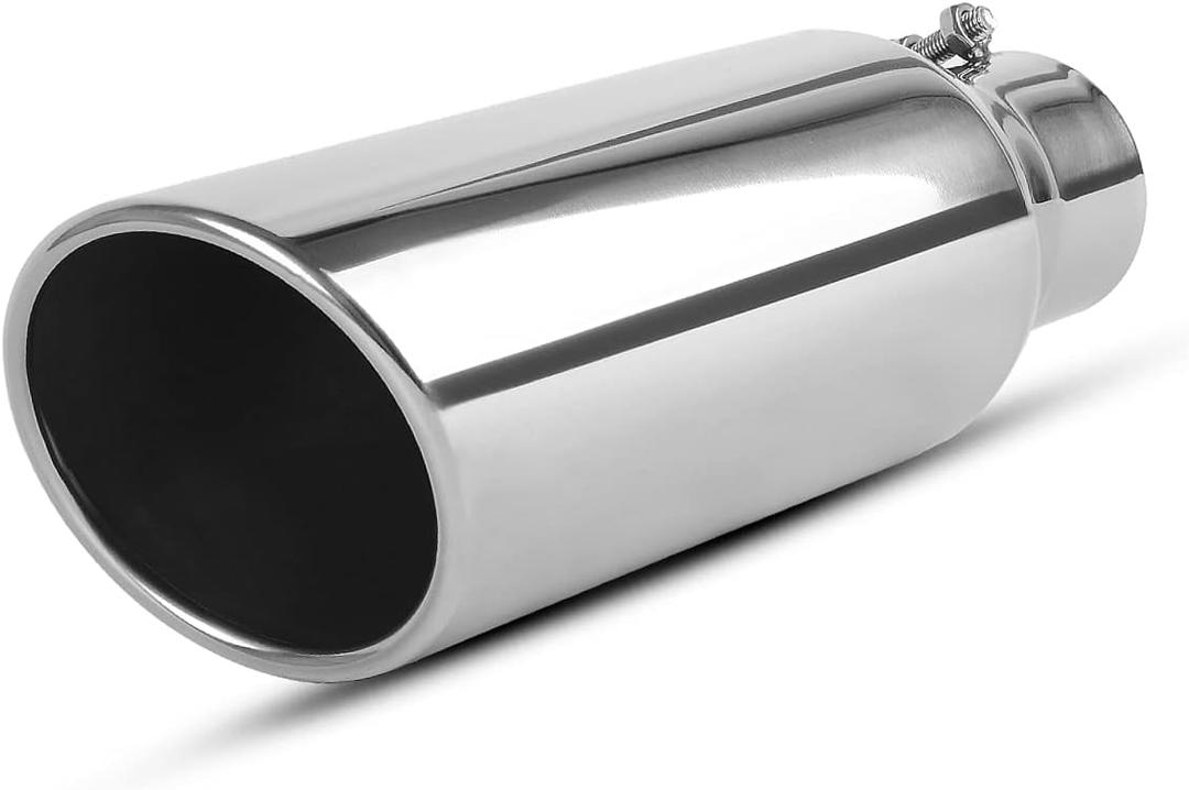 YITAMOTOR 2.5 Inch Inlet Exhaust Tip, 2.5" Inlet 4" Outlet 12" Overall Length Chrome Polished Stainless Steel Exhaust Tailpipe Tips (Silver) YITAMOTOR 2.5 Inch Inlet Exhaust Tip, 2.5" Inlet 4" Outlet 12" Overall Length Chrome Polished Stainless Steel Exhaust Tailpipe Tips (Silver)