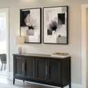 Large Framed Neutral Abstract Floral Wall Art, Set of 2 Black and Beige Modern Canvas Prints Paintings Artwork for Walls, Minimalist Pictures for Living Room, Dining Room, Bedroom Wall Decor 24x36 In