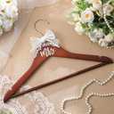 Bride Wedding Dress Pearl Mrs. Hanger with Pearl Ribbon Bow Elegant Wooden Dress Hanger to Be Ideal Keepsake for Wedding Day Gift(Walnut,Mrs)