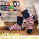 5-6 Pairs Womens Socks Cute Cat Funny Novelty Animal Print Crew Cotton Socks for Women Girls Gifts