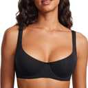 DOBREVA Women's Unlined Balconette Bra Underwire Supportive Plus Size Smooth Scoop Neck (34C)
