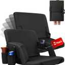 2 Pcs Stadium Seats with Back Support 14-Position Stadium Seats for Bleachers Portable Bleacher Chairs with Wider Cushion, Thick Padding Ideal Seats for Sport Events, Camping (Black)