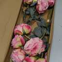 10PCS Hot Pink Roses Artificial Flowers Realistic Fake Flowers Silk Roses with Long Stems for DIY Wedding Bouquet Table Centerpiece Home Party Decor(Hot Pink)