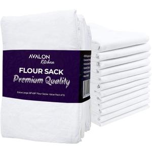 Flour Sack Towels Pack of 15-28x28 Inches - 100% Cotton, Highly Absorbent Dish Towels for Drying Dishes, Durable Tea Towels for Kitchen, Multipurpose Kitchen Towels