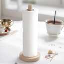 KitchLife Wooden Paper Towel Holder Countertop - Solid Freestanding Paper Towel Dispenser Stand with Anti-Skid Base (Beech Wood Classic Round)