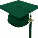 CLERKMANS Graduation Cap with Tassel Includes 2026 Date Drop - 6 Hang Loop - One Size Fits All (Hunter Green)