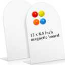 Shimeyao 2 Pcs Magnetic Bulletin Board for Tabletops with 8 Magnets Memo Display Easel Stand for Home Office School Kitchen Table Supplies (Arched,White,12 x 8.5 Inch)