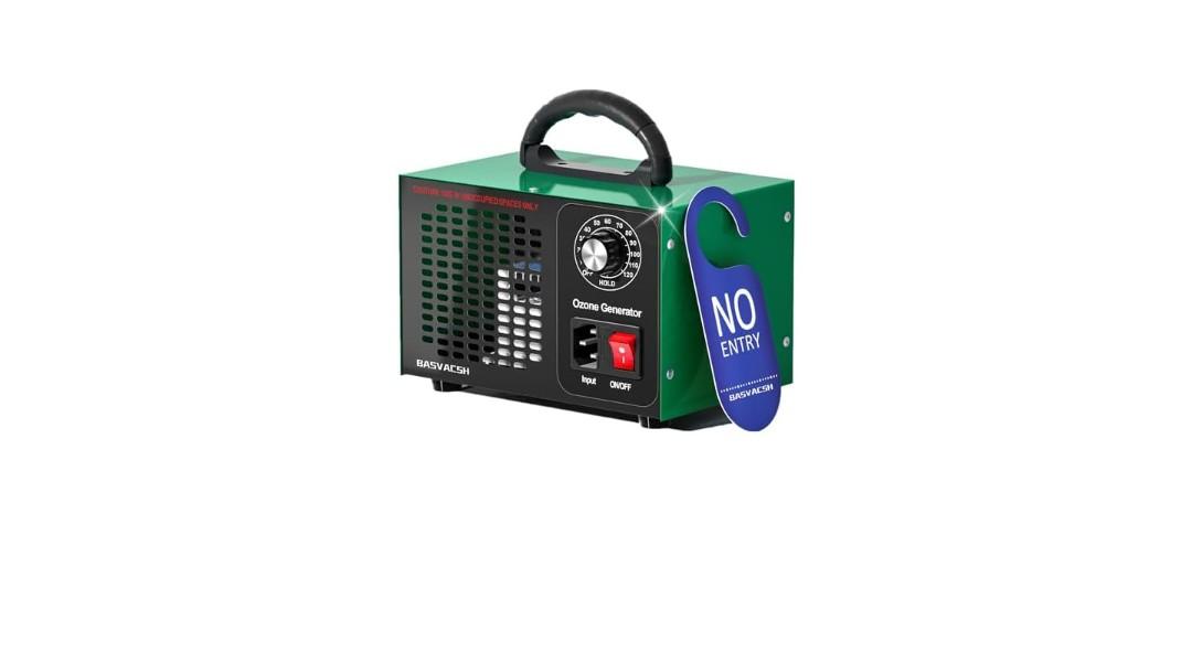 Generator 45,000mg/h, Industrial/Home O3 Air Purifier Deodorizer for Areas of 2500 Square Feet - High Capacity Machine Air Ionizer Odor Clean for Rooms, Smoke, Cars, Pets (Green)